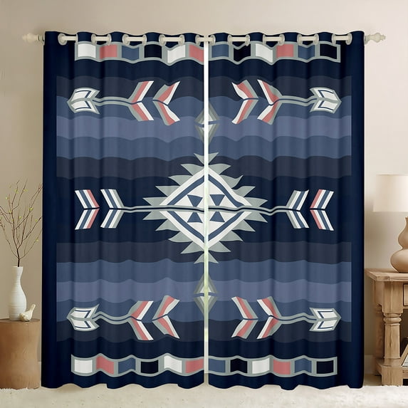 Southwestern Tribal Window Curtains 38"Wx45"L American Western 30%-50% Blackout Curtains Men,Boho Aztec Curtains & Drapes Rustic Farmhouse Curtains 2 Panels Cabin Lodge Decor