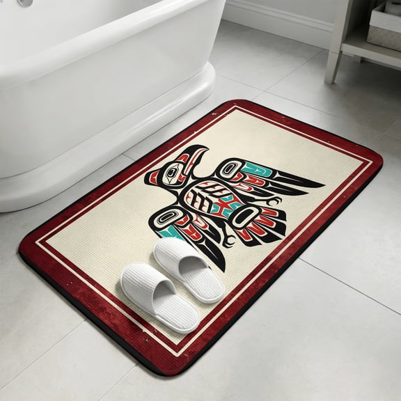 Southwestern Tribe Bathroom Rugs Non Slip Washable Bath Mat Absorbent Front Door Mat Farmhouse Birds Chic Traditional Motifs Indoor Doormat for Kitchen Entryway Shower Decor Accessories 15.7"x23.6"