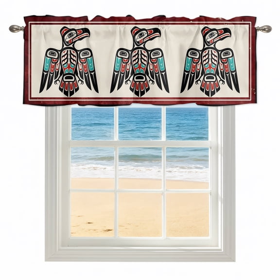Southwestern Tribe Kitchen Valances for Windows 42x12 Inch Kitchen Curtains Valances Rod Pocket Farmhouse Birds Chic Traditional Motifs Bathroom Window Valances for Window Treatment Decor