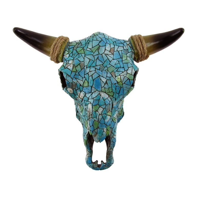Southwestern Turquoise Mosaic Skull & Horns Wall Decor Southwestern Turquoise Mosaic Skull & Horns Wall Decor