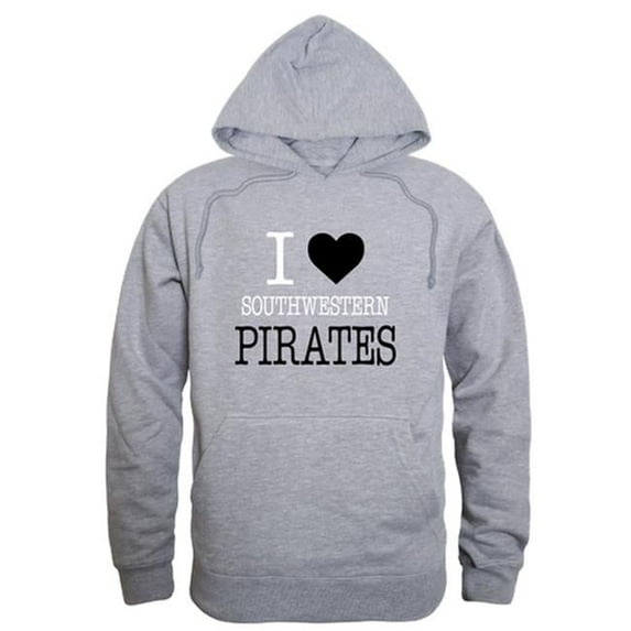 Southwestern University Pirates I Love Hoodie, Heather Grey - Small