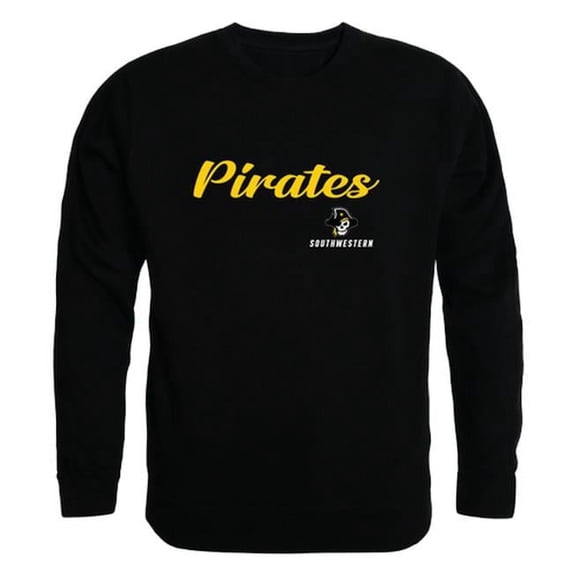 Southwestern University Pirates Script Crewneck Sweatshirt, Black - Small