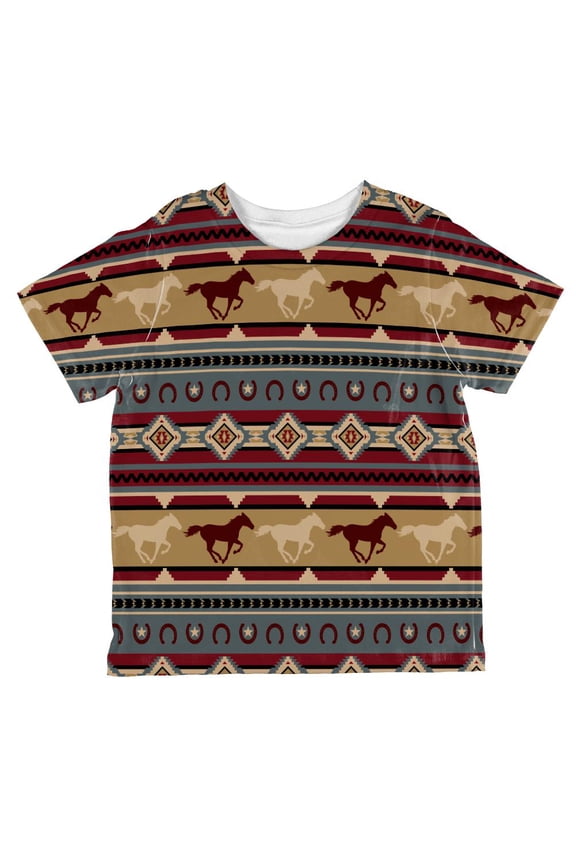 Southwestern Wild Horse Mustang Pattern All Over Toddler T Shirt Multi 6T