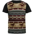 thumbnail image 1 of Southwestern Wild Horses Pattern All Over Mens Black Back T Shirt, 1 of 1