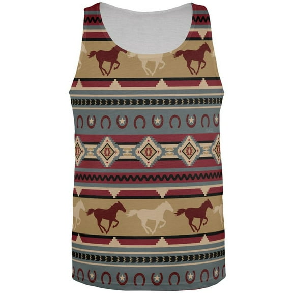 Southwestern Wild Horses Pattern All Over Mens Tank Top Multi LG