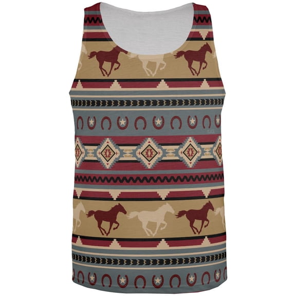 Southwestern Wild Horses Pattern All Over Mens Tank Top Multi SM