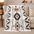 thumbnail image 1 of Southwestern decorative motif Tribal Geometry, Festive Pet Portrait Pattern, Warm Flannel Blanket for Living Room and Reading Nook, Cat Lovers autumn celebration Gift, Pet Lover Home Decor, 1 of 9