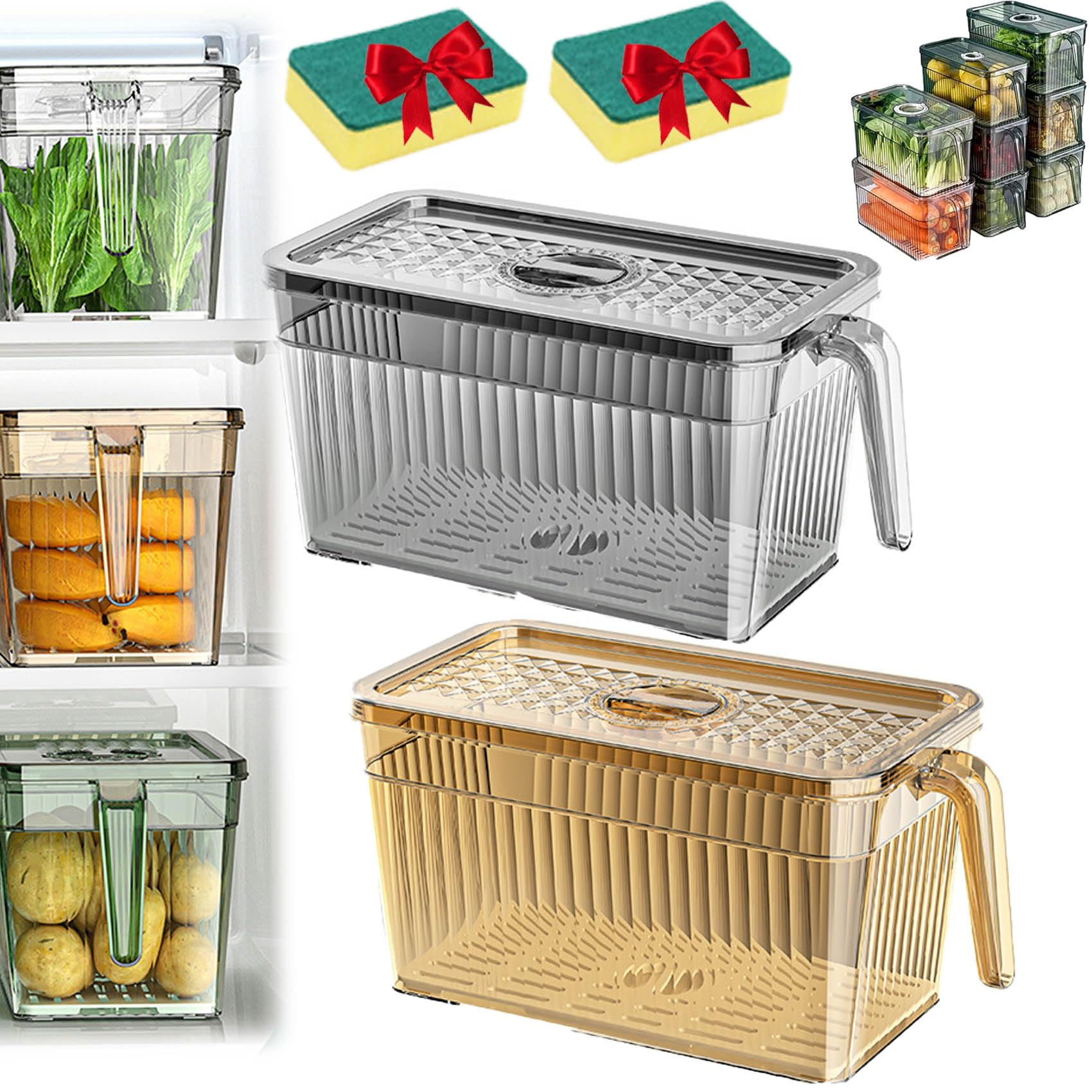 Southwestm Unbreakable Kitchen Storage Basket, Fridge Organizer Bins ...