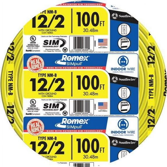Southwire 100' 12-2 NM W/G Indoor Wire