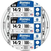 Southwire 100' 14/2 w ground Romex brand SIMpull residential indoor electrical wire type NM-B 28827423, White