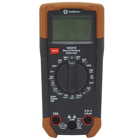 Southwire 10031S Manual-Ranging Digital Multimeter, 0-600V AC/DC