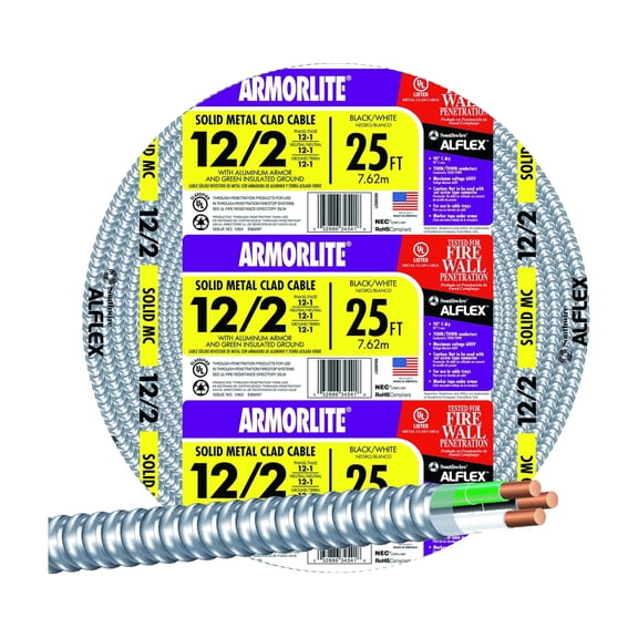 Southwire 12/2 Aluminum Armored Cable Electrical Wire - Pack of 16
