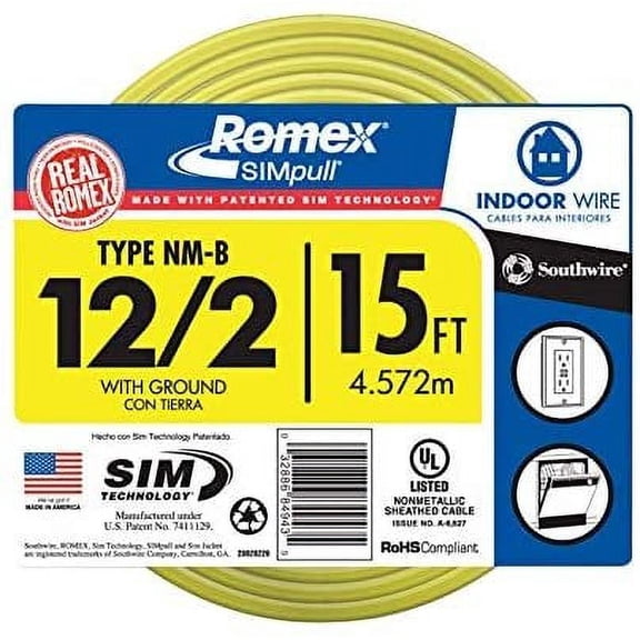 Southwire 12 Gauge 15' Yellow Electrical Wire