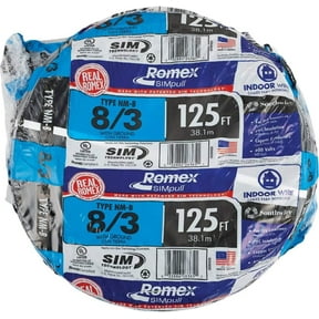 Romex 125 Ft. 8/3 Stranded Black NMW/G Electrical Wire 63949202