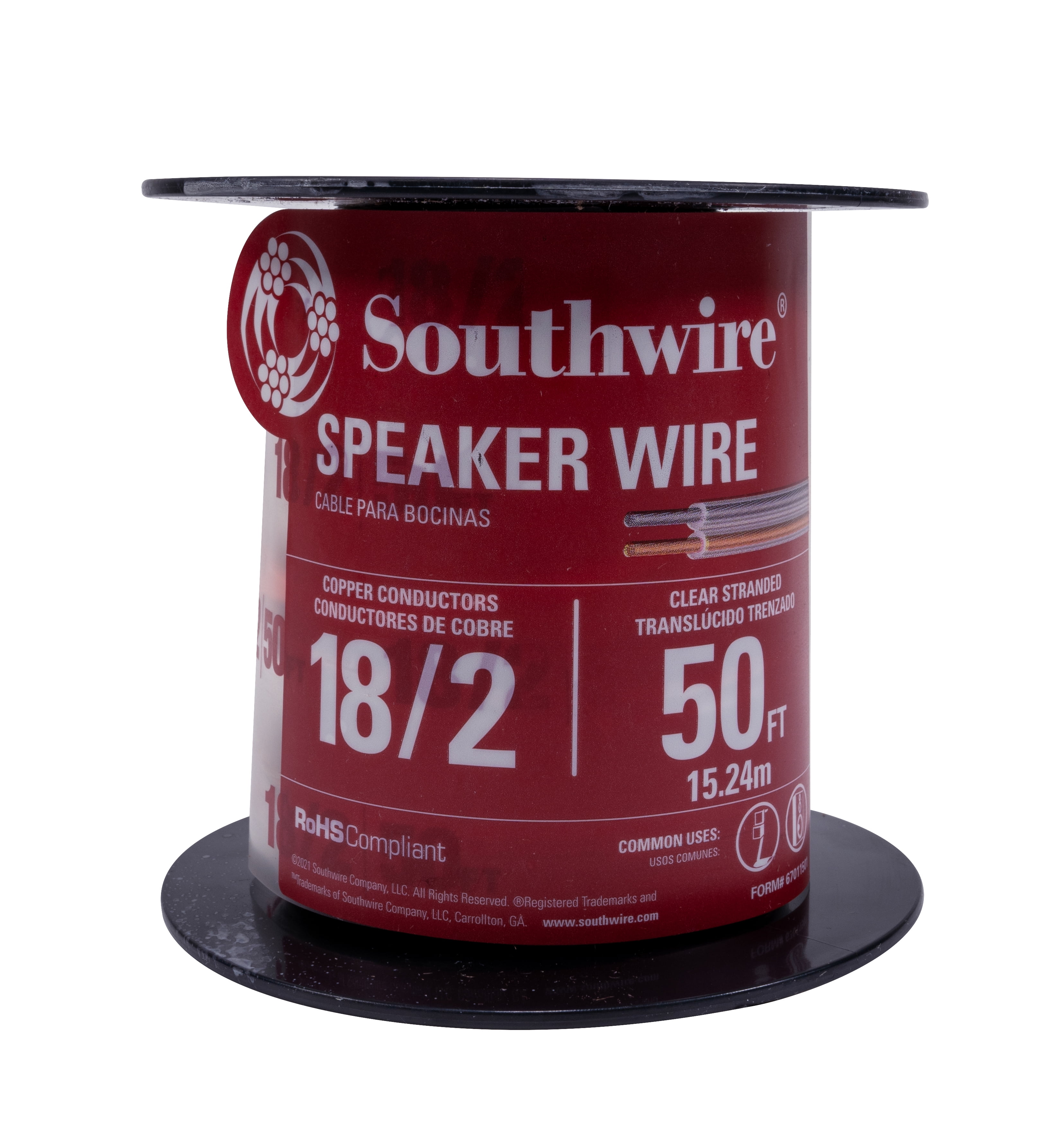 Southwire 18-2 Clear Stranded 50ft Speaker Wire - Walmart.com