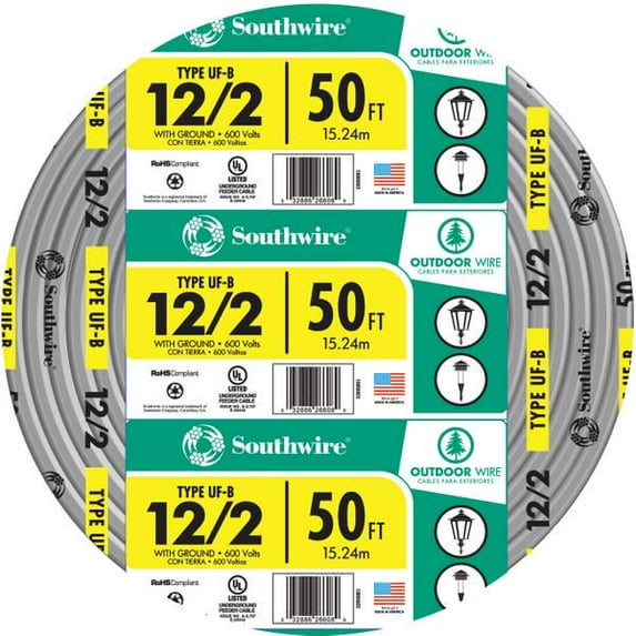 Southwire 25' 12-2 UF W/G Outdoor Wire