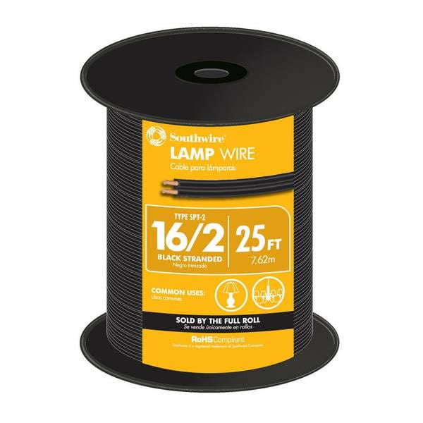 Southwire 25' 16/2 Black Stranded Lamp Wire