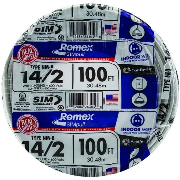 Southwire Romex SIMpull NM-B Electrical Wire - 14/2 With Ground - 100', White