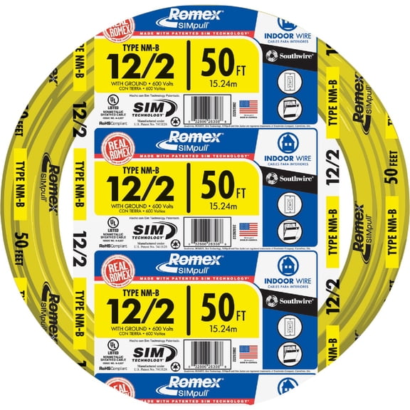 Southwire 50' 12-2 NM W/G Indoor Wire