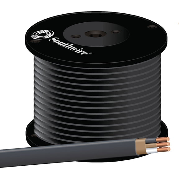 Southwire 28893615 500ft. 8-Gauge 2 Conductor 7 STR Nonmetallic with Ground Sheathed Cable, Black