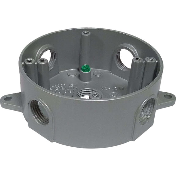 Southwire 4 In. Dia. 3/4 In. 5-Outlet Gray Weatherproof Round Box WRB1575-UPC