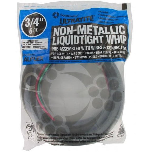 Southwire 55189307 PVC Liquid Tight Flexible Whip, 3/4" x 6'