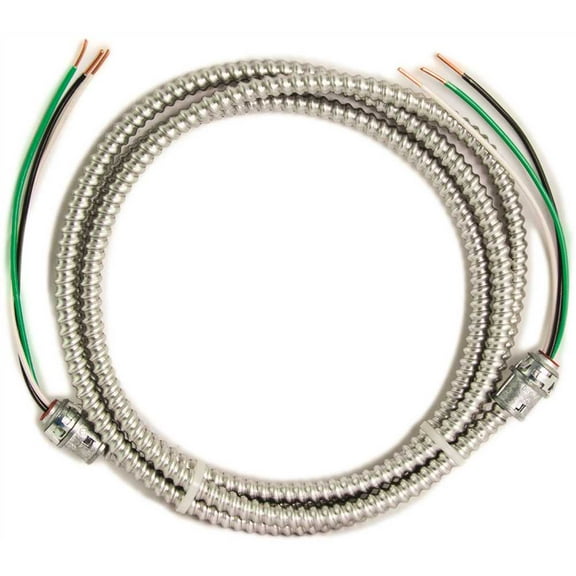 Southwire 56482201 10 ft., 12/2 Solid CU MC (Metal Clad) Armorlite Modular Assembly Quick Cable Whip