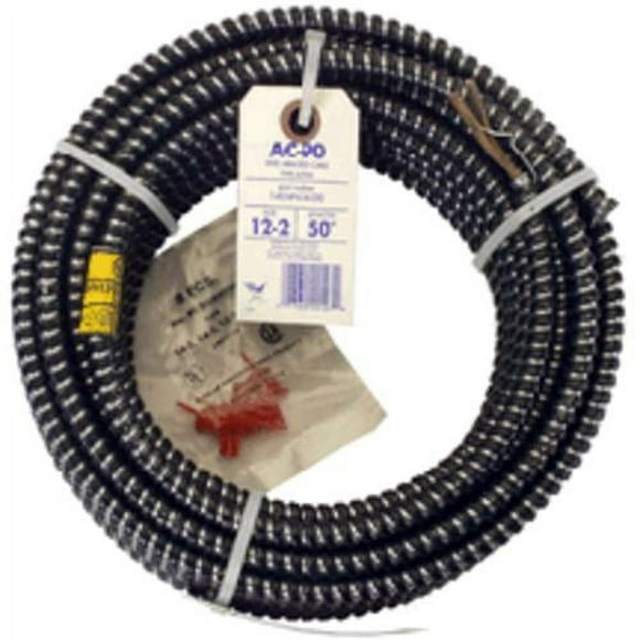 Southwire 61023122 Armored Cable Cu Thhn Black & White Bond Al Ac, 12-2 x 50'