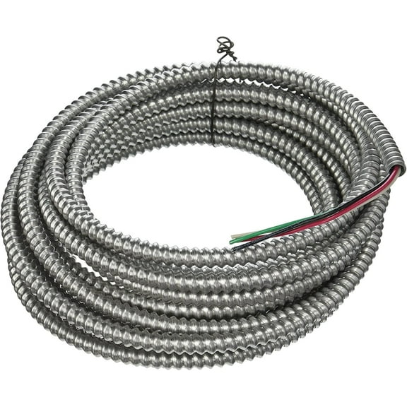 Southwire 68582621 25 ft. 14-3 Solid CU Armorlite Metal-Clad Cable, Aluminum