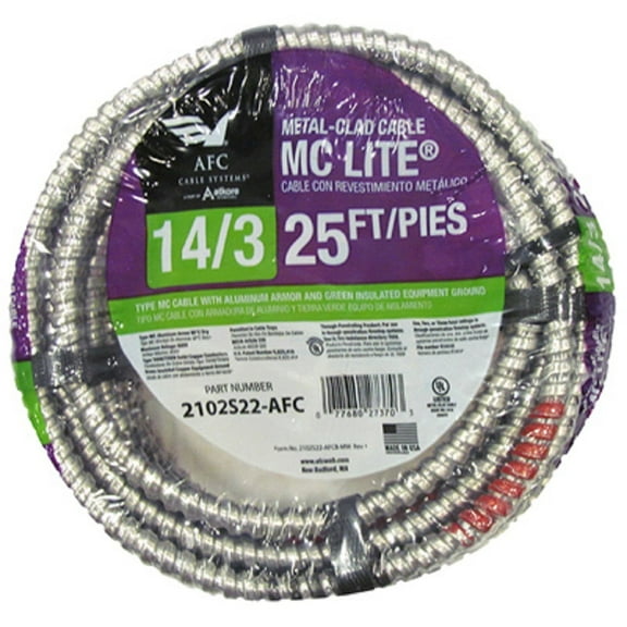 Southwire 68582621 Solid CU Armorlite Metal-Clad Cable, 25', Each