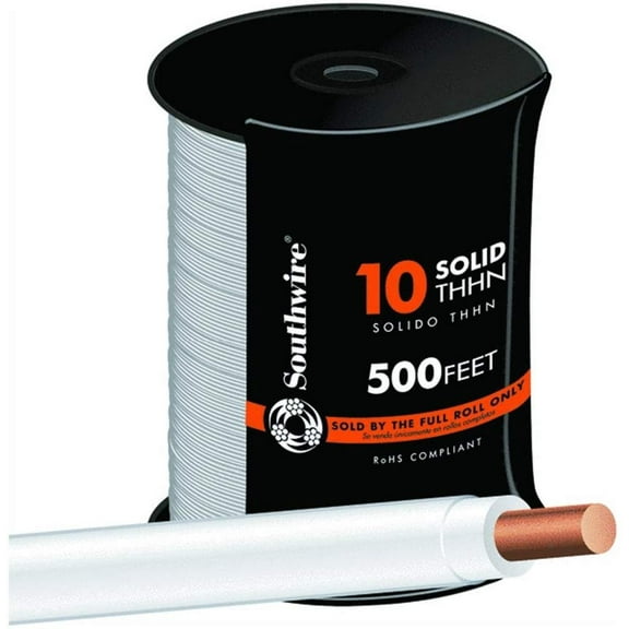 Southwire Building Wire 10 Ga, 1 Conductor 30 Amp 600 V 90 Deg C 500 ' White