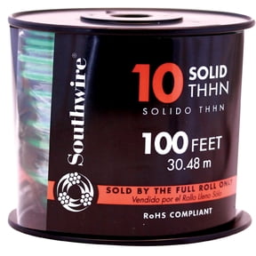 Southwire 11599808 100' 10 Gauge Solid Green Thhn Wire