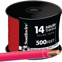 Southwire THHN Electrical Wire - 14 AWG Solid Copper, Red - 500 Ft