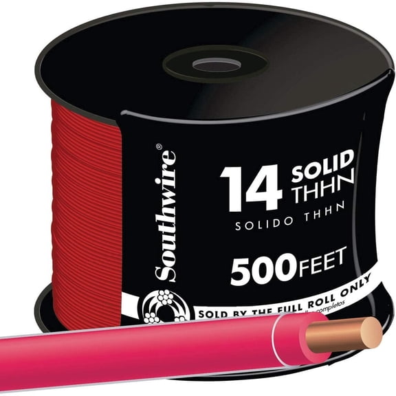 Southwire Building Wire 14 Ga, 1 Conductor 15 Amp 600 V 90 Deg C 500 ' Red