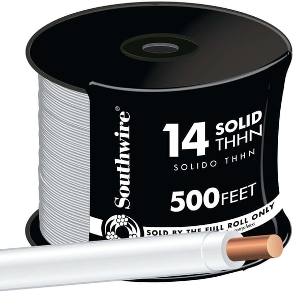 Southwire Building Wire 14 Ga, 1 Conductor 15 Amp 600 V 90 Deg C 500 ' White