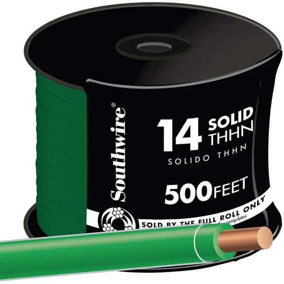 Southwire Building Wire 14 Ga, Single Conductor 15 Amp 600 V 90 Deg C 500 ' Green