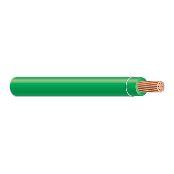 THHN Building Wire, Copper, 6 AWG, 1C, Green, Stranded, 100 ft