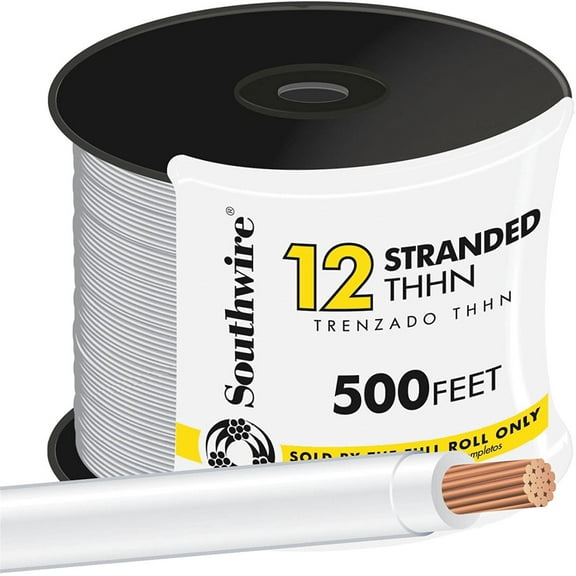 Southwire Building Wire Stranded Copper 12 Ga, 1 Conductor 20 Amp 600 V 90 Deg C 500 ' White