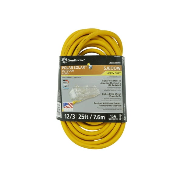 Southwire Cold Weather 3 Outlet Extension Cord 12/3 25'