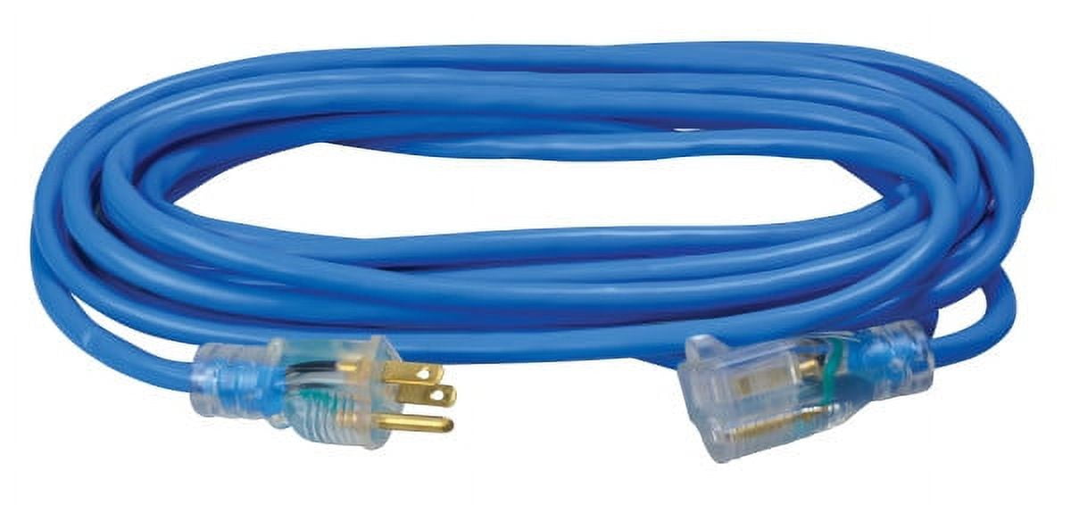 Southwire Coldflex 14/3 25' Blue SJTW Cold Weather Heavy Duty Outdoor Extension Cord with Lighted End