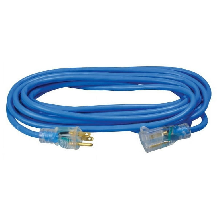 Southwire Coldflex 14/3 25' Blue SJTW Cold Weather Heavy Duty Outdoor  Extension Cord with Lighted End