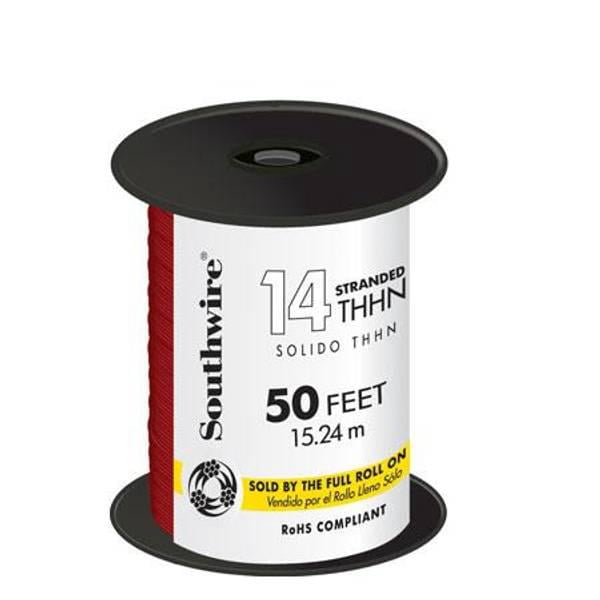 Southwire Red 50' 14 Stranded THHN Copper Conductor Cable