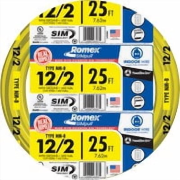Southwire Romex 12/2 NMW/G Electrical Wire - Pack of 24