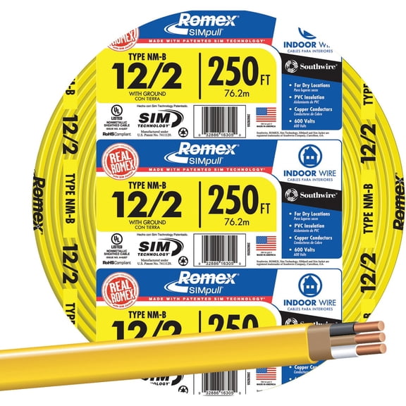 Southwire Romex 12/2 NMW/G Electrical Wire - Pack of 8