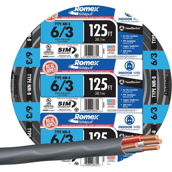 Southwire Romex 6/3 NMW/G Electrical Wire - Pack of 6