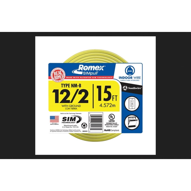 Southwire House Electric Cable, 14/2 Romex SIMpull, 15' Copper Ground ...