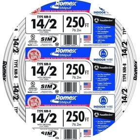 Southwire 14/2 NM-B Indoor Electrical Wire with Ground, 250 ft Copper Cable Roll | Non-Metallic Sheathed, Residential Building Wire, 600V UL Listed