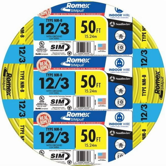 Southwire Romex SIMpull NM-B 12/3 Indoor Wire with Ground
