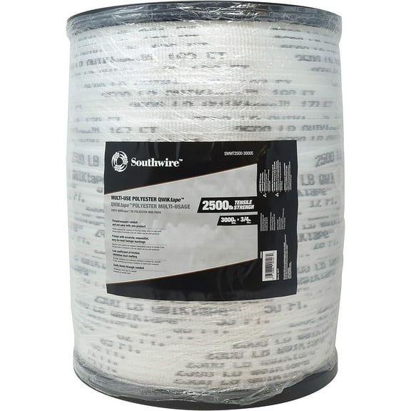 Southwire SWQT2500-500S QWIKtape 2500-LB x 500-FT Spool, 500 Feet, White