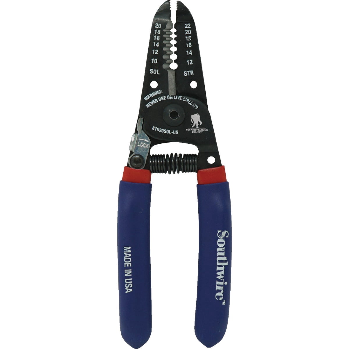 Southwire Wire Stripper/Cutter S1018SOL-US Ergo Handles - 10-18 AWG Solid, 12-20 AWG Stranded